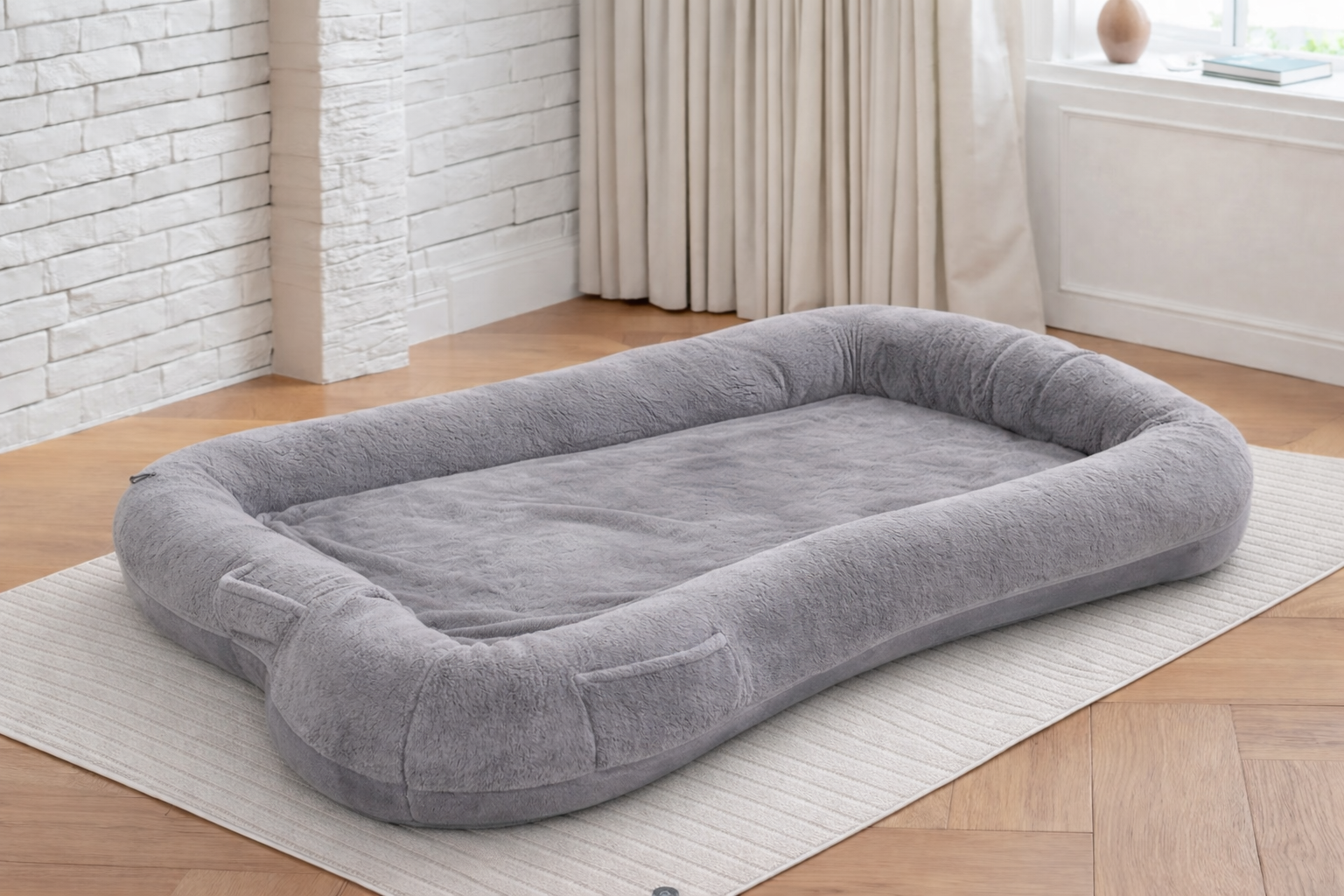 THE PLUFL CozyNest Faux Fur Dog Bed XL